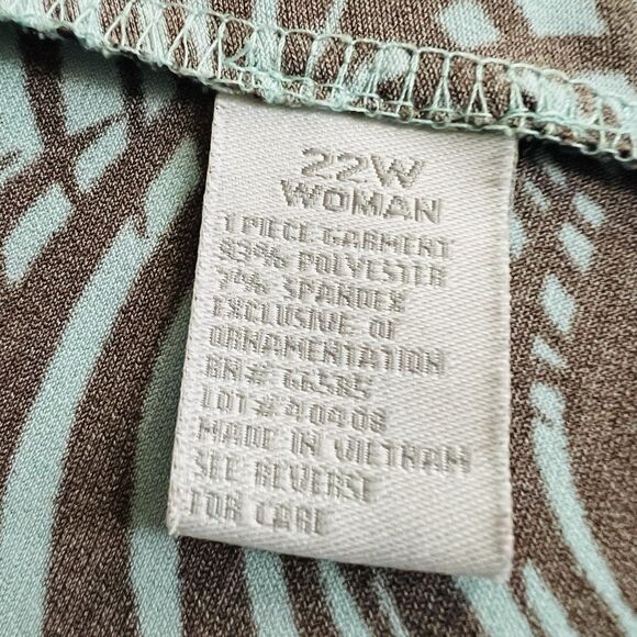 Dressbarn Gorgeous Turquoise Blue & Black Tropical Palm Frond Maxi Dress Plus 22 - Picture 8 of 9